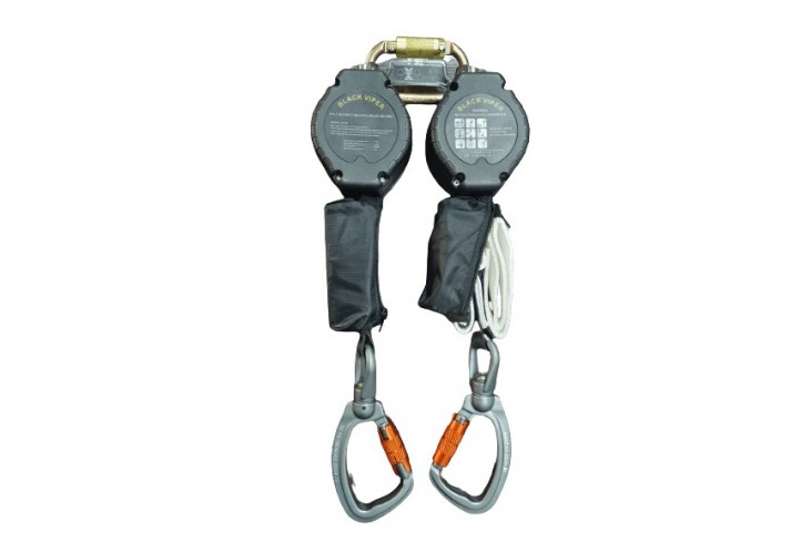 TWIN - LEG FALL ARRESTER - WEBBING TYPE WITH ENERGY ABSORBER - SELF RETRACTABLE LIFELINE (SRL)