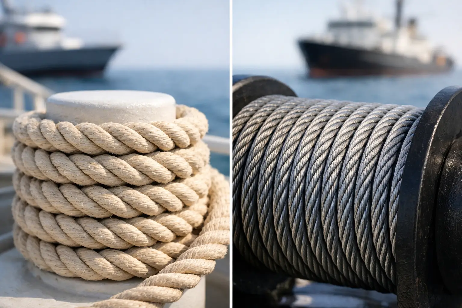 Fiber rope versus steel rope for marine work