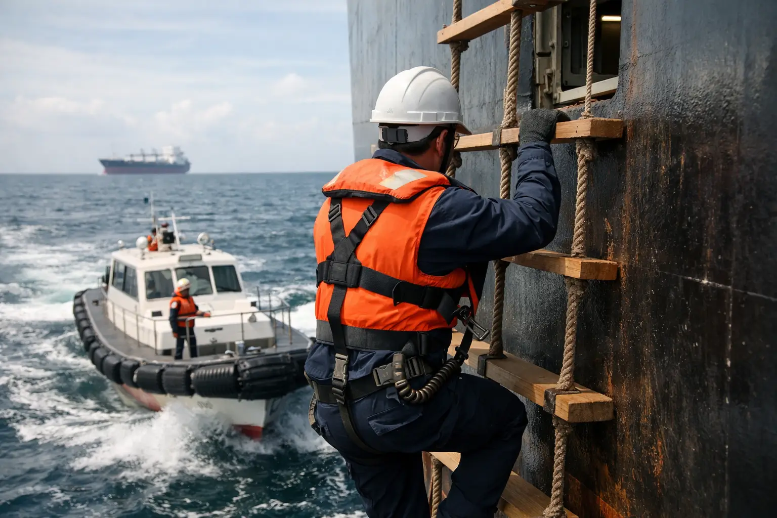 Pilot ladder safety requirements at the ship side
