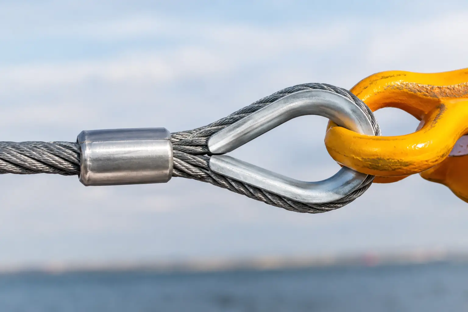 Steel rope termination guide for safe rigging